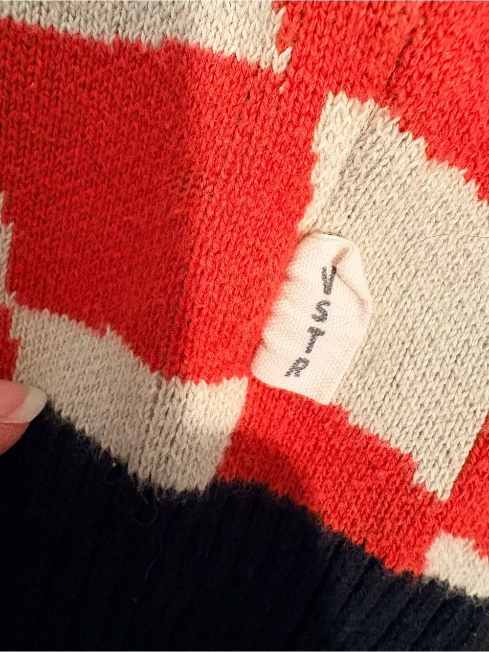 VSTR Premium Red & White Checkerboard Knit Sweater Vest Size Small